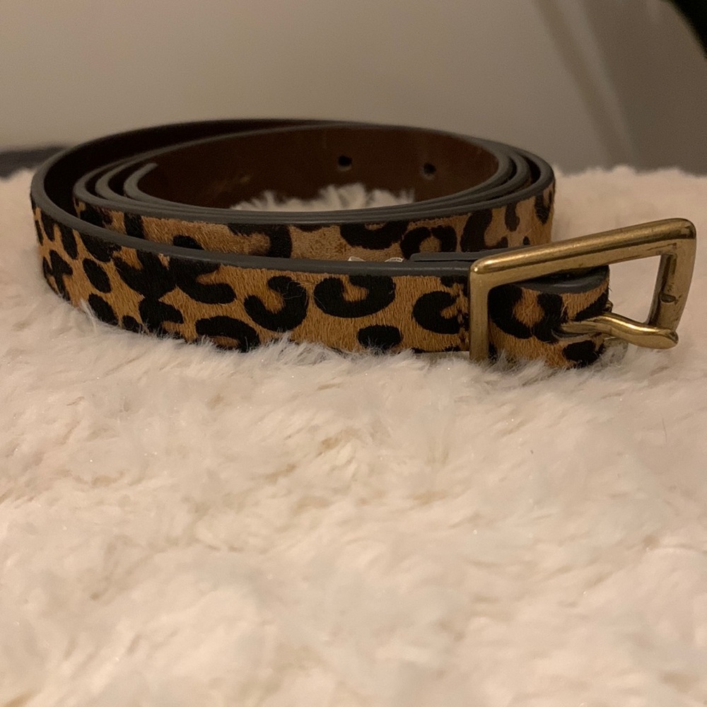 Pony Hair Skinny Leopard Belt